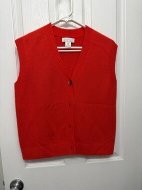 Rachel Zoe V-Neck Knit Button Vest - Medium 100% cashmere